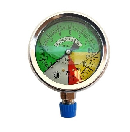 Manometer 63mm 0/8-25 1/4" BSP g�ngnippel ned�t